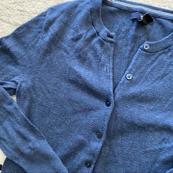 GAP Blue Button Up Fitted 3/4 Sleeve Cardigan - Picture 2 of 5